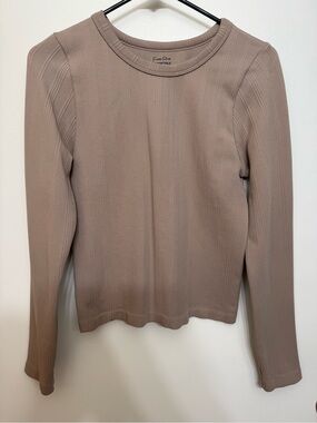 Women's Long Sleeve Crewneck Top - Taupe